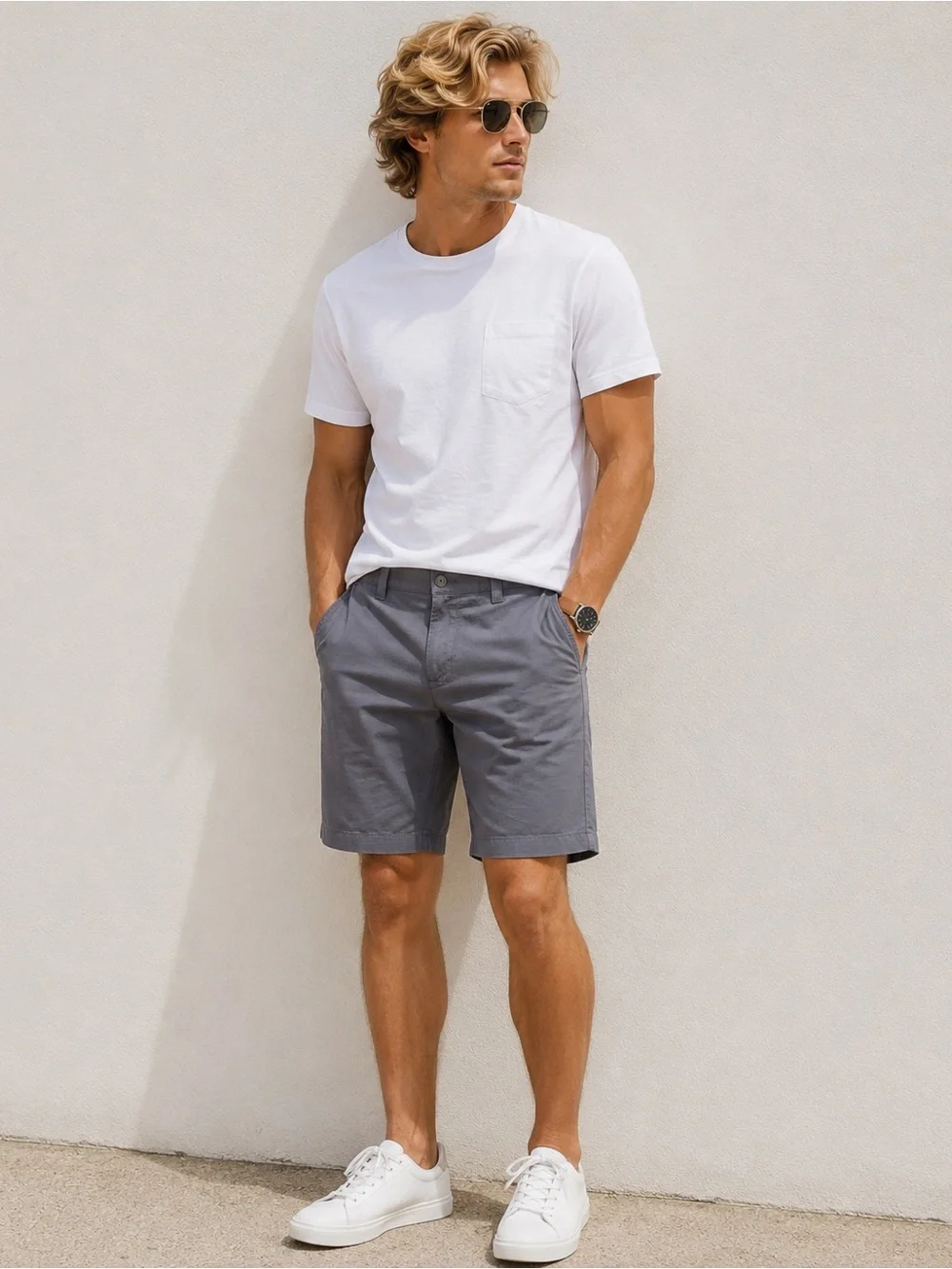 Banana Republic Gray/ Blue Performance Chino Shorts Men’s Size Size Stretch
